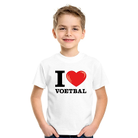 Wit I love voetbal t shirt kinderen