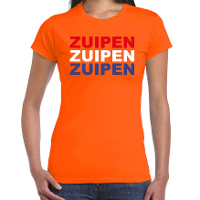 Zuipen t shirt oranje voor dames   Koningsdag / EK/WK shirts