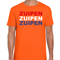 Zuipen t shirt oranje voor heren   Koningsdag / EK/WK shirts
