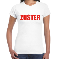 Zuster verkleed t shirt wit voor dames