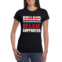 Zwart Belgie shirt voor teleurgestelde Holland supporters dames