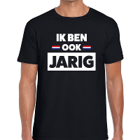 Zwart Ik ben ook jarig t shirt voor heren