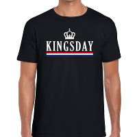 Zwart Kingsday met kroontje t shirt voor heren