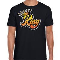 Zwart koningsdag King t shirt voor heren