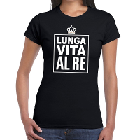Zwart Lunga vita al Re Italiaans t shirt dames