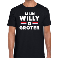 Zwart Mijn Willy is groter t shirt voor heren
