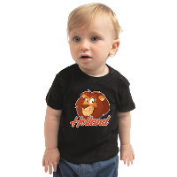 Zwart t shirt Holland met cartoon leeuw EK/ WK supporter voor baby / peuters