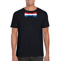 Zwart t shirt met Nederland vlag strikje heren