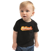 Zwart t shirt met Nederlandse wimpel Holland supporter voor baby / peuters
