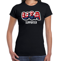Zwart t shirt usa / Amerika supporter EK/ WK voor dames