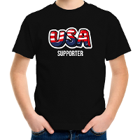 Zwart t shirt usa / Amerika supporter EK/ WK voor kinderen