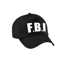 Zwarte F.B.I politie agent verkleed petje   baseball cap   kinderen   verkleedhoofddeksel