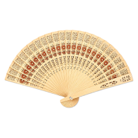 Aziatische handwaaier   beige   bamboe/papier   45 x 21 cm   Bloemen   Leven   Rust
