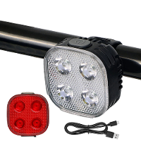 BENGGUO Slimme fietsverlichtingsset 300 lm Koplamp met 120 lm Achterlicht Vierversnellingsverlichtingsmodi Schakelaar Wa