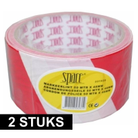 2X Markeerlinten / afzetlinten rood met wit 50 meter