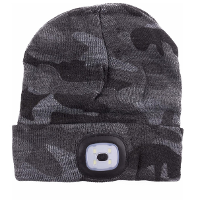 Benson beanie wintermuts met led lamp damesmutsen / herenmutsen   camouflage grijs