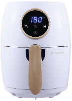 Bergner Airfryer 2 l 1000 W Anti aanbaklaag, CoolTouch behuizing, Oververhittingsbeveiliging, Timerfunctie, Met display Wit, Hout