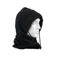 Fleece bivakmuts   met koordje   zwart   polyester   lekker warm   voor volwassenen
