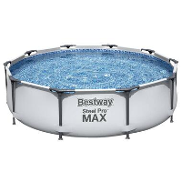 Zwembadset   metaal   blauw   h76xØ305 cm