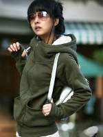 Bg Imression Women Finger Guard Hooded Short Coat