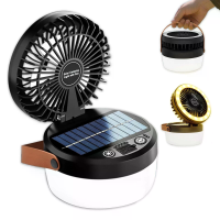 BIKIGHT buitensolarfans lamp draagbaar oplaadbaar hangende lamp USB oplaadbaar opvouwbare kampeerlampen gemakkelijk te g