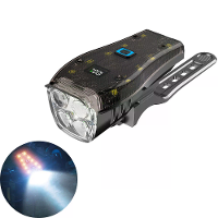 BIKIGHT Fiets Koplamp 4 LED Grote Kralen 2000mAh Batterij Dubbel Afstandstraalontwerp Waterdicht 4 Lichtmodi Type C Snel