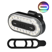 BIKIGHT Kleurrijke RGB USB Oplaadbare LED fietsachterlicht 14 Lichtmodi Waterdicht Veiligheidsachterlicht voor Nachtfiet