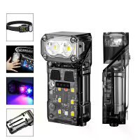 Bikight SR06 Slimme Sensor 700LM Heldere Hoofdlamp Multifunctionele 180° Draaibare LED EDC Clip Zaklamp,Rode Blauwe Lamp