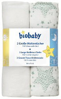 Biobaby Moltondoek Sterren Mint 80x75cm