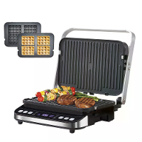 BioloMix 2000W 6 in 1 Elektrische BBQ Grill met Digitale Bediening Omkeerbare Plaatsen Antiaanbakoppervlak Digitale Gril