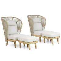 Bistroset 2 personen Teakhout/rope Naturel teak Coco Napoli