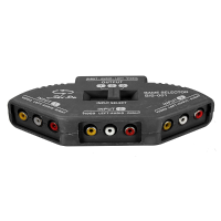Black 3 Way Port Audio Video Av Rca Switch Selector Box Splitter & 3 Rca Cable