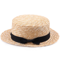 Black Bowknot Ribbon Rattan Plaited Articles Straw Hat