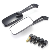 Black Cnc 8/10mm Aluminum Motorcycle Cruiser Chopper Rear View Side Mirrors