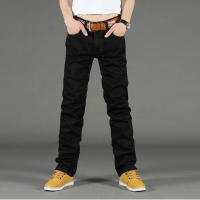 Black Jeans Mens Straight Casual Jeans Slim Fit Pants