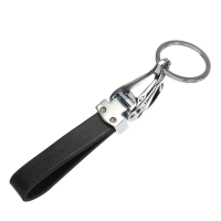 Black Leather Zinc Alloy Eagle Head Exquisite Gift Key Chain Ring For Men
