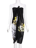 Black Pearl Wrapped Printing Chiffon Slip Beach Towels Belt Dress