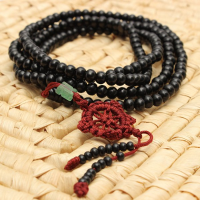 Black Sandalwood Buddhist Buddha Multi Chain Beads Bracelet Necklace