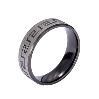 Black Silver Great Wall 316l Stainless Steel Men Finger Ring