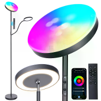 BlitzWill® BWL FL6 36W Slimme RGB Vloerlamp met Dubbele Koppen Drievoudige Lichtzones Dimbare CCT Verlichting APP & Afst