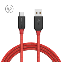 Blitzwolf® Ampcore Bw Tc7 3a Usb Type C Braided Charging Data Cable 8.2Ft/2.5M Magic Tape Strap