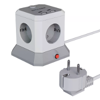 BlitzWolf BW EC1 8 in 1 Verticale Cube EU Socket Plug Power Outlet Extender met 4 AC aansluitingen / 2 USB A / 2 USB C v