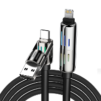 BlitzWolf® BW HDC6 4 in 1 USB kabel 1.2M RGB ademlicht PD 240W Snellaadkabel Zinklegering behuizing & Vloeibare silicone
