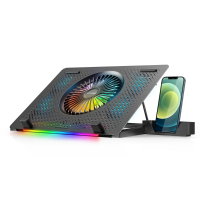 BlitzWolf® BW HS1 RGB koelpad voor laptops met 5 sterke koelventilatoren, metalen gaaspaneel, verstelbare hoogte, 2 snel