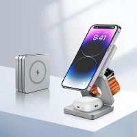 BlitzWolf BW iw30 3 in 1 Vouwbare Magnetische 15W Draadloze Oplader Snellader Station voor iPhone 15 14 13 12 Pro/Max/Pl