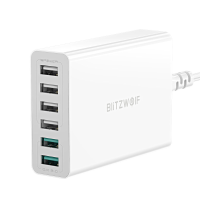 BlitzWolf® BW S15 60W 6 poorts USB oplader Dubbel QC3.0 Desktoplaadstation Slimme oplader EU stekkeradapter