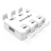 Blitzwolf® Bw S4 Smart 6 Port High Speed Desktop Usb Charger For Iphone Ipad Samsung 50w