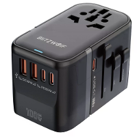 Blitzwolf BW TA2 5 in 1 Universele Reisadapter met GaN 100W Snelladen 2 USB C 2 USB A All in one Wandlader voor VS EU VK