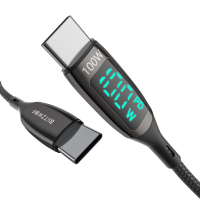 BlitzWolf® BW TC23 100W 5A LED Display Type C naar Type C kabel PD3.0 PPS QC4.0+ QC3.0 Snelladen Gegevensoverdrachtkabel