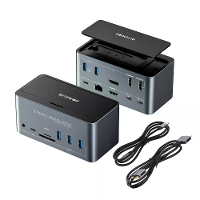 BlitzWolf® BW TH13 18 in 1 USB C Docking Station met M.2 SSD behuizing, Vierdubbele Display SD/TF kaartsleuf, RJ45 Ether
